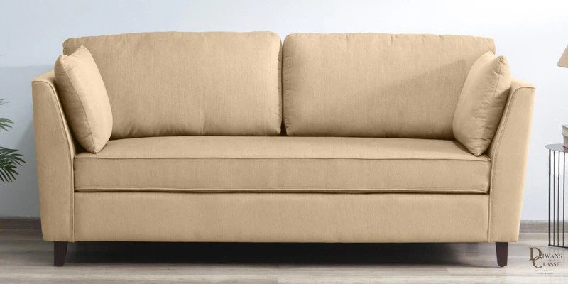 Reem Chenille Fabric 3 Seater Sofa In Beige Colour — Diwans Classic