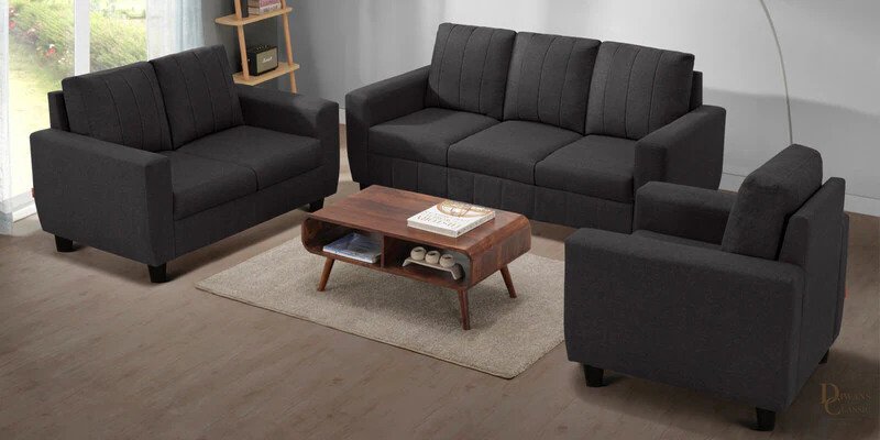 Sabah 3+2+1 Seater Sofa Set In Woody Brown Colour — Diwans Classic