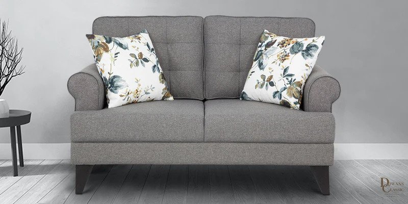 Wadi Fabric 2 Seater Sofa in Grey Colour — Diwans Classic