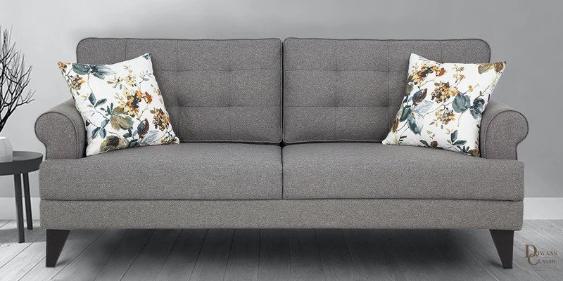 Wadi Fabric 3 Seater Sofa in Grey Colour — Diwans Classic