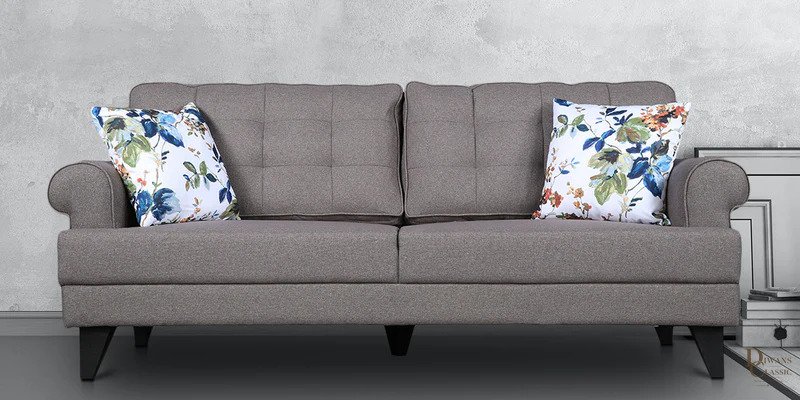 Wadi Fabric 3 Seater Sofa in Light Brown Colour — Diwans Classic
