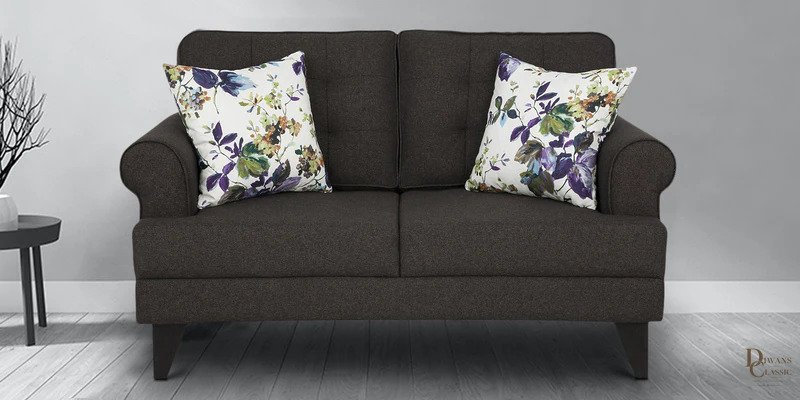 Wadi Fabric 2 Seater Sofa in Brown Colour — Diwans Classic