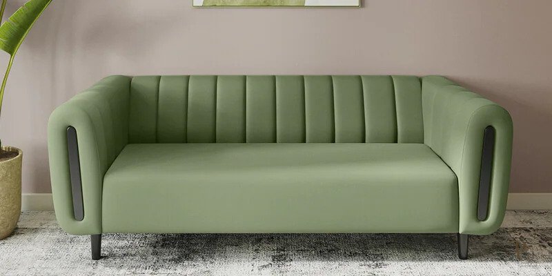 Sultanah Fabric 3 Seater Sofa in Green Colour — Diwans Classic