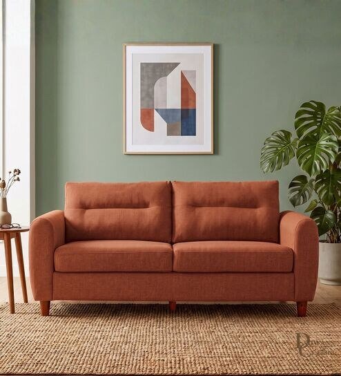 Afnan Fabric 3 Seater Sofa in White Colour — Diwans Classic