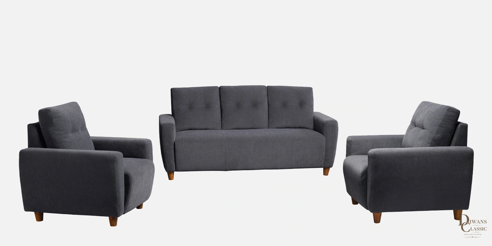 Rayhana 3+1+1 Seater Sofa Set In Sesame Grey Colour — Diwans Classic