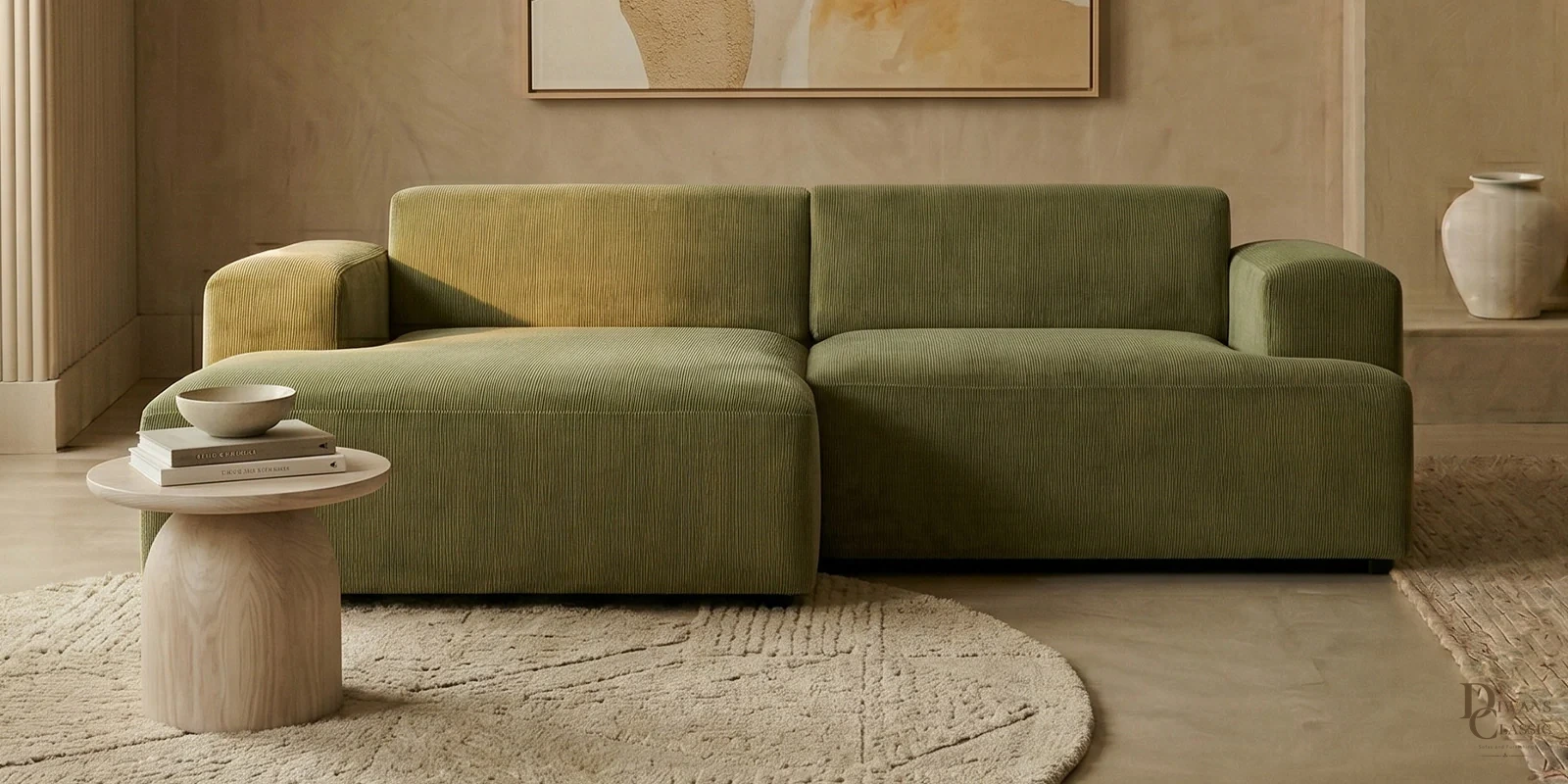 Tharwa Comfort 2 Seater LHS Sofa In Grey Colour — Diwans Classic