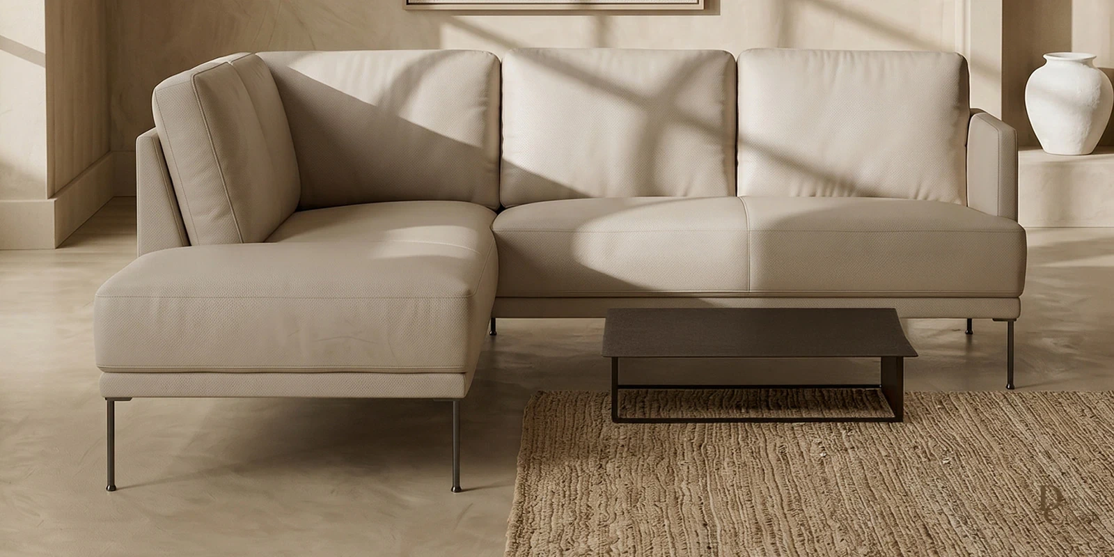 Jadid Elegance Velvet RHS Sectional Sofa In Grey Color — Diwans Classic
