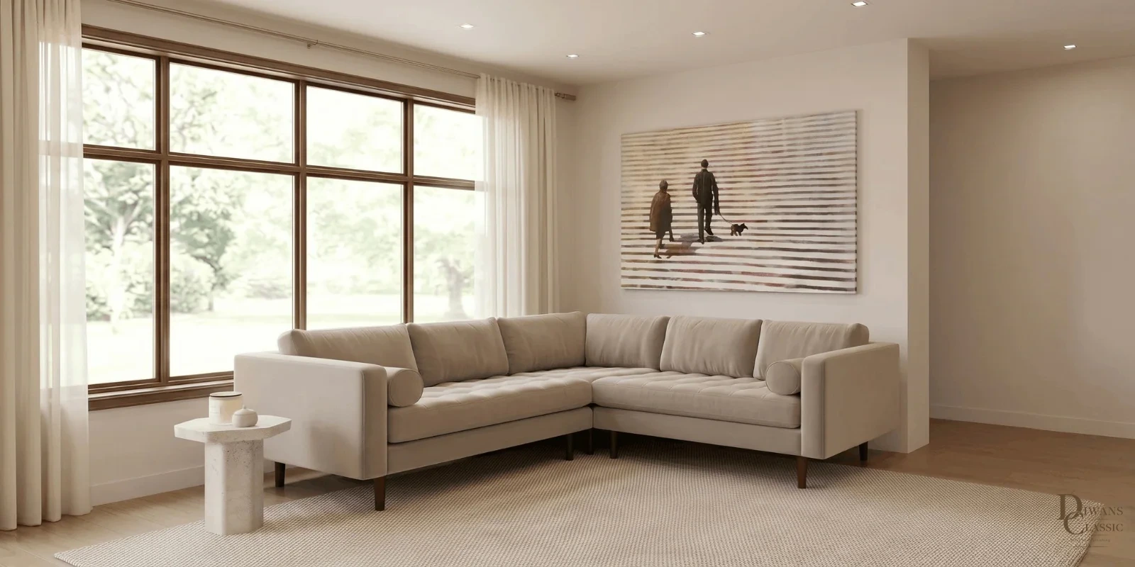 Diwan Estate Sectional Sofa In Beige Color — Diwans Classic