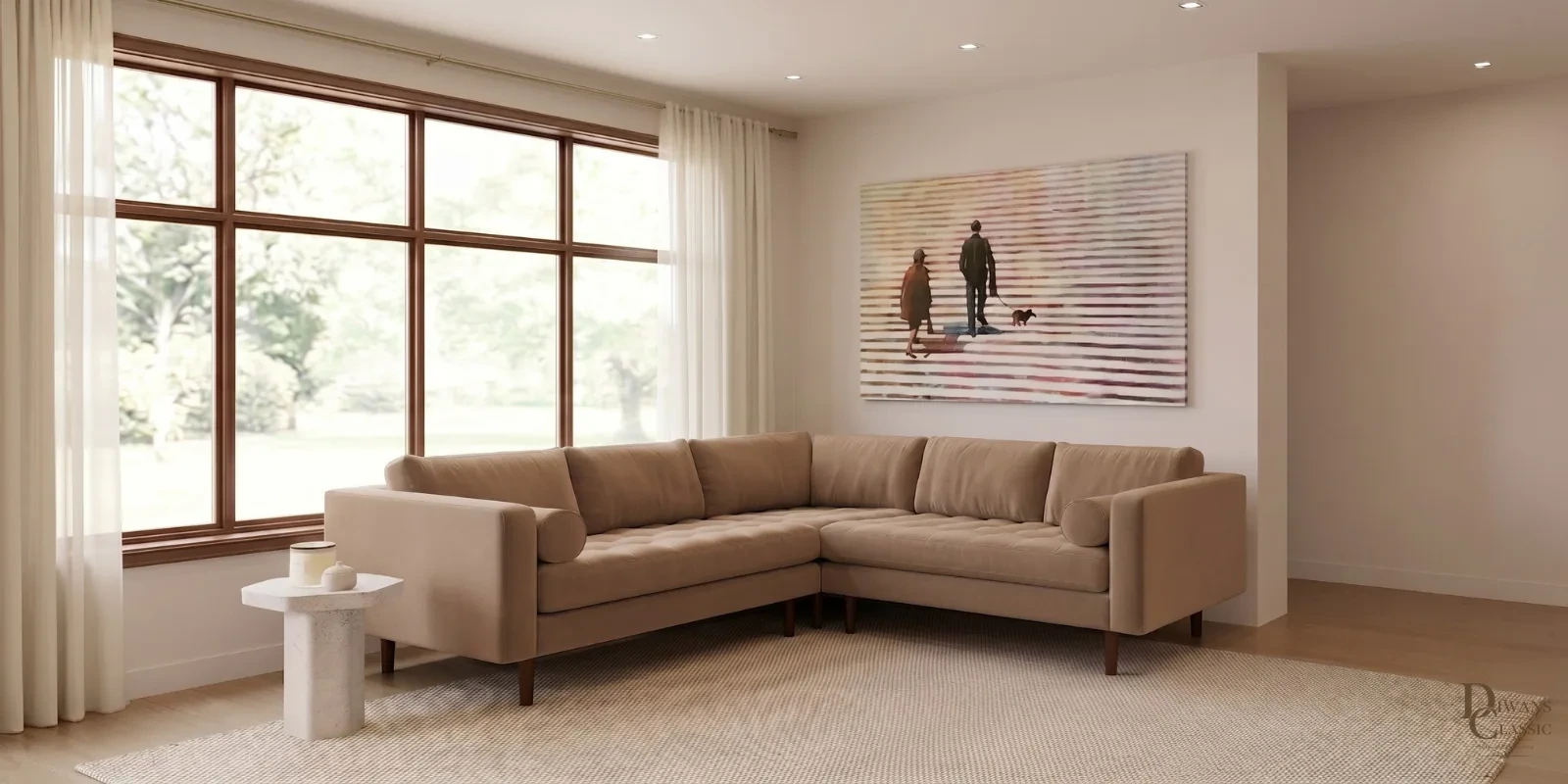Diwan Estate Sectional Sofa In Light Brown Color — Diwans Classic