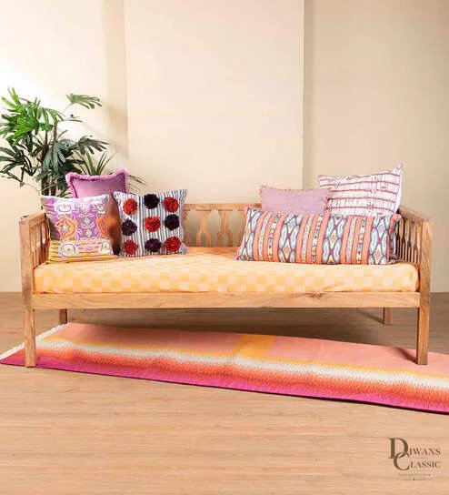 Bayan Solid Wood Settee In Natural Color — Diwans Classic