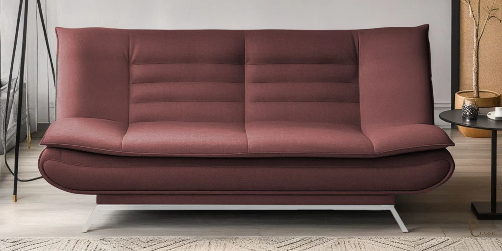 Beit 2.0 Velvet Convertible Sofa Cum Bed In Wine Colour — Diwans Classic