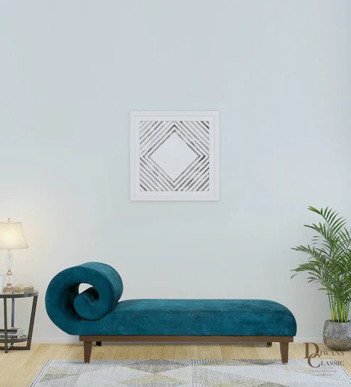 Lamar Velvet Chaise Lounger in Teal Blue Colour — Diwans Classic