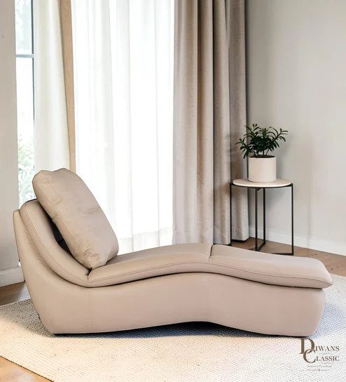 Niam Fabric Chaise Lounger in Grey Colour — Diwans Classic