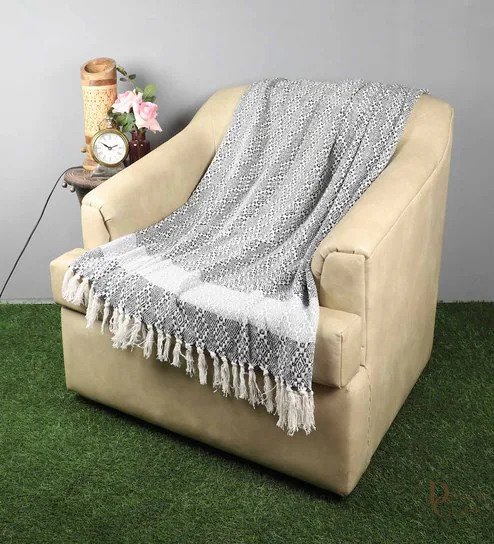 Tarha Fabric Chaise Lounger in Slate Grey Colour — Diwans Classic