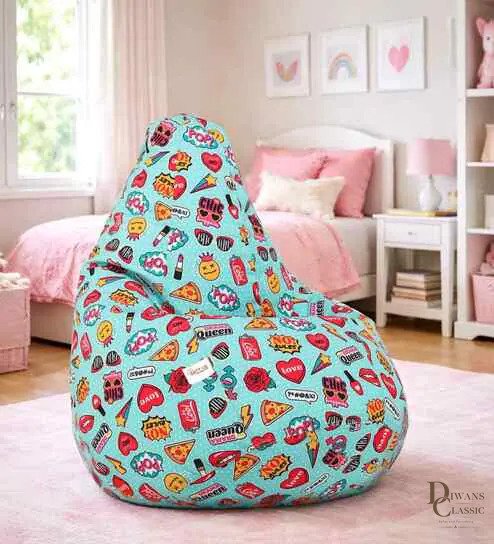 Jawla Queen Classic Xxl Bean Bag With Beans In Multi Colour — Diwans Classic