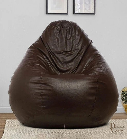 Raha XXL Leatherette Bean Bag with Beans in Red Colour — Diwans Classic