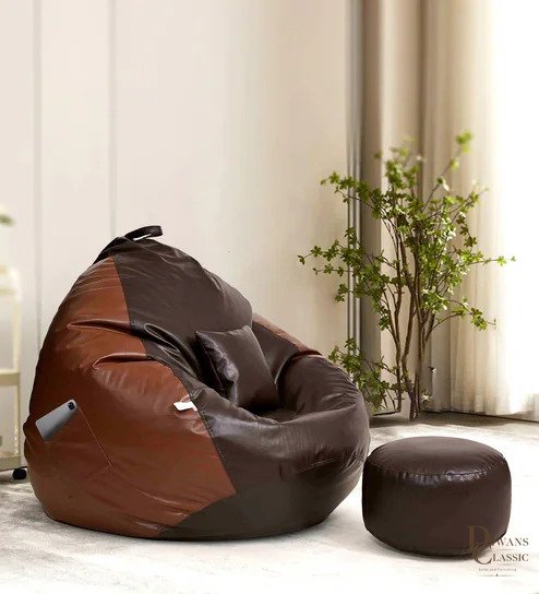 Raha XXL Leatherette Bean Bag with Beans in Pink Piping  & Maroon Colour — Diwans Classic
