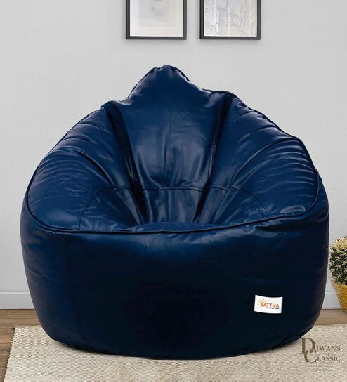 Zahwa XXXL Leatherette Bean Bag Cover in Black Colour — Diwans Classic