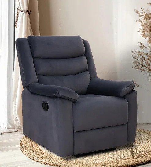 Sharara Fabric 1 Seater Manual Recliner In Brown Colour — Diwans Classic