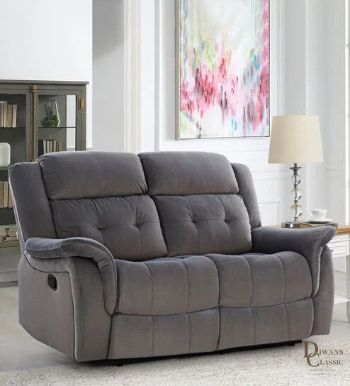Naim Velvet 1 Seater Manual Recliner In Grey Colour — Diwans Classic