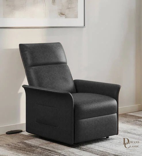 Bahira Leatherette 1 Seater Motorized Recliner In Black Colour — Diwans Classic
