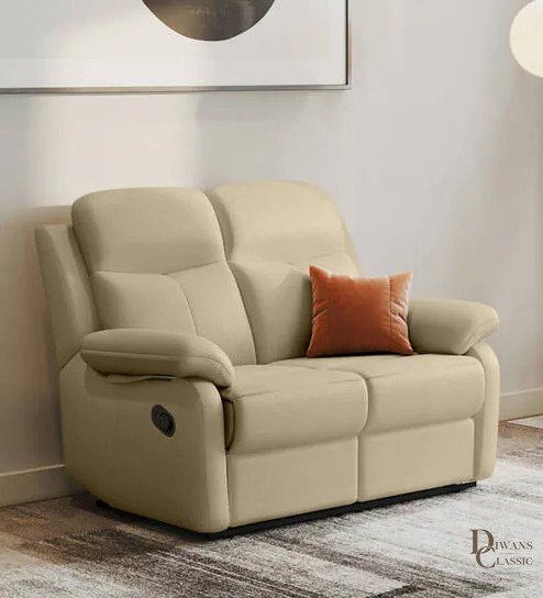 Jabal Leatherette 2 Seater Recliner In Mist Colour — Diwans Classic