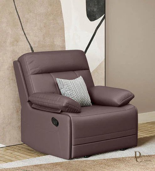 Nahr Leatherette 3 Seater Recliner In Burgandy Colour — Diwans Classic