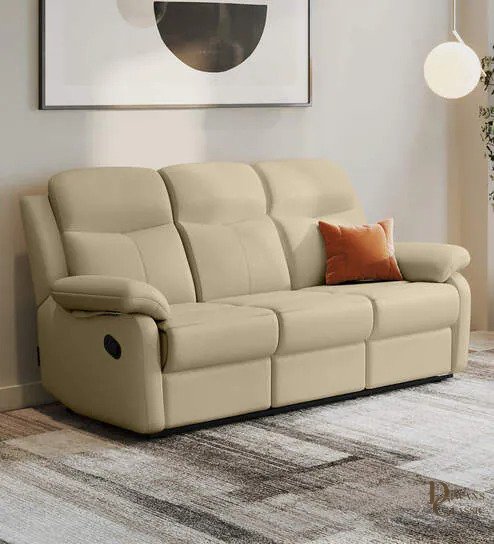 Jabal Leatherette 3 Seater Recliner In Mist Colour — Diwans Classic