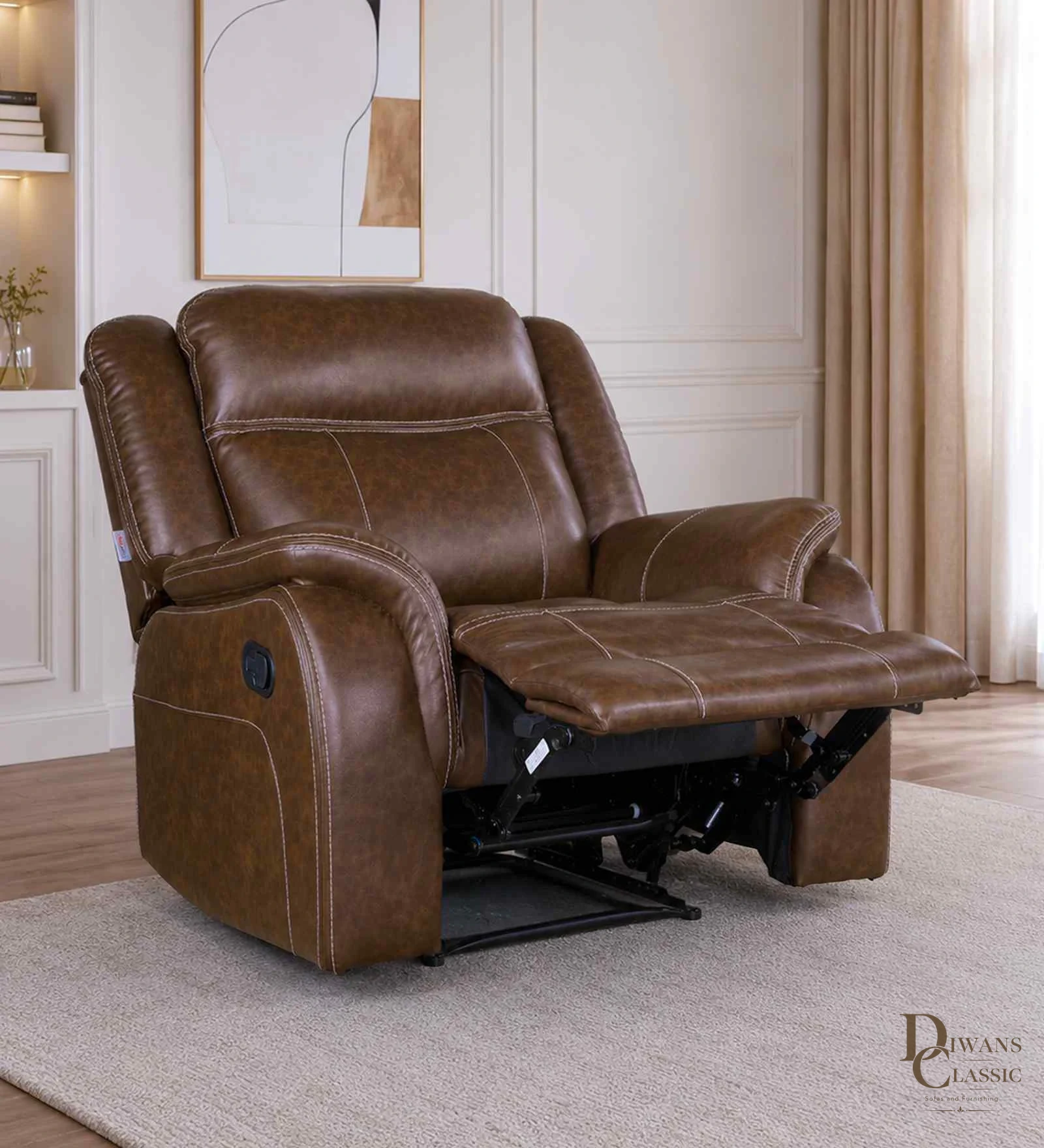 Mawa Leatherette 1 Seater Sofa In Dark Brown Colour — Diwans Classic