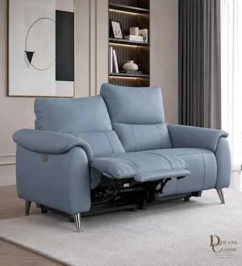Riyah Motorised 2 Seater Recliner In Cobalt Blue Colour — Diwans Classic