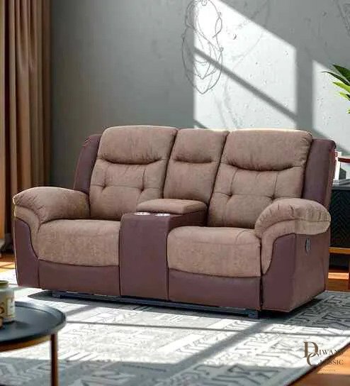 Farhan Motorised 2 Seater Recliner With Usb Charging Port In Brown Color — Diwans Classic