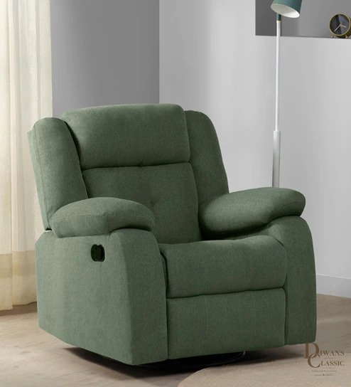 Barq Fabric Manual 1 Seater Recliner In Irish Green Colour — Diwans Classic