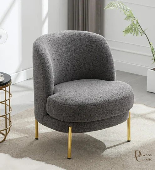 Naseem Boucle Fabric Lounge Chair In Orange Color — Diwans Classic