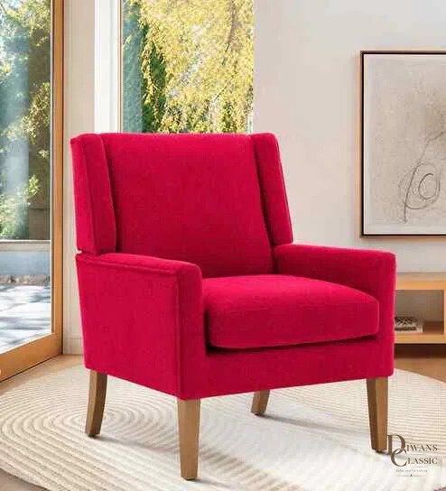 Manzar Printed Human Canvas Print Fabric Lounge Chair In Walnut Finish — Diwans Classic