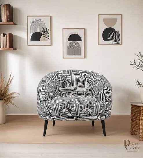 Salam Boucle Lounge Chair In White Colour — Diwans Classic
