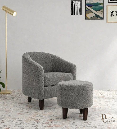 Multi Color Chess Printed Chair & Stool in Natural Finish — Diwans Classic
