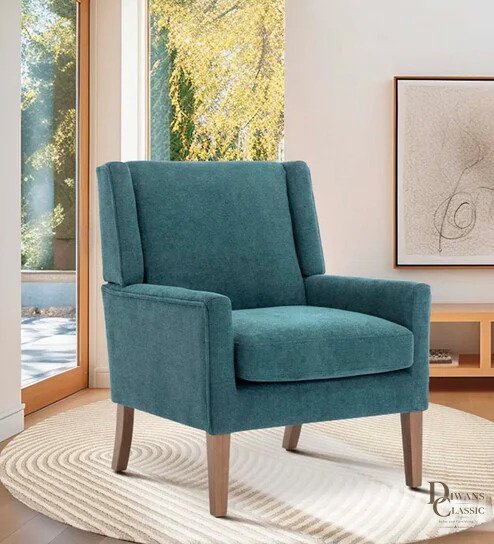Manzar Upholstered Fabric Lounge Chair in Grey Colour — Diwans Classic
